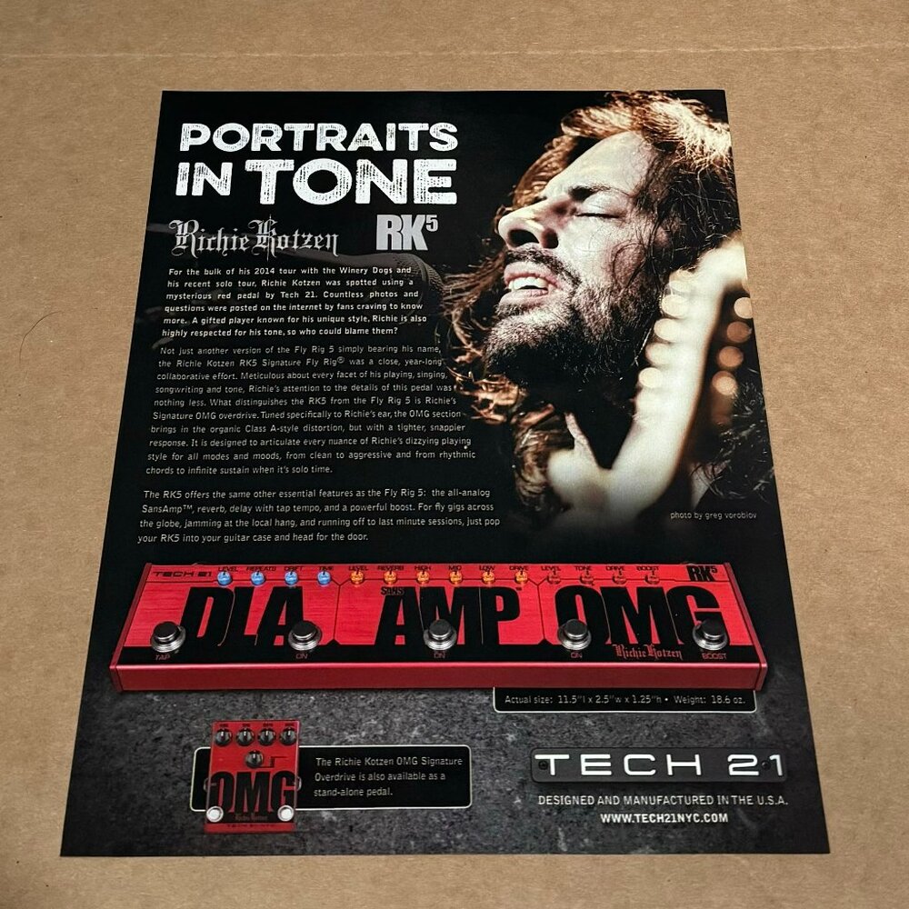 Richie Kotzen of Mr. Big / Poison - TECH 21 - 2015 Print Advertisement